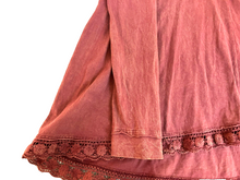 Load image into Gallery viewer, Anthropologie Altar’d State Shirt Womens Medium Coral Rust Crochet Hem Tunic
