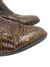 Load image into Gallery viewer, John Wayne Boots Mens 14.5 Brown Cowboy Snakeskin Mid Calf Pull On Western RARE
