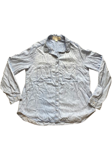 Anthropologie Cloth & Stone Shirt Womens Medium Light Blue Button Up Oversized
