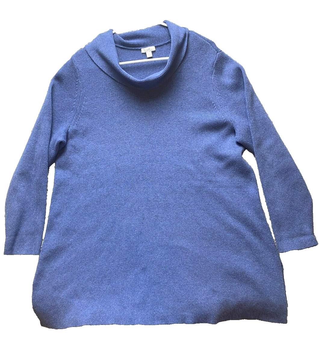J Jill Sweater Womens Extra Large Periwinkle Oversized Nylon Cowl Neck Outerwear