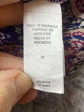 Load image into Gallery viewer, Lucky Brand Shirt Womens 1X Navy Pink AOP Paisley Boho Peasant Flowy Blouse Plus
