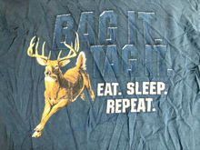 Load image into Gallery viewer, Vintage Deer Shirt Adult Large Hunting Eat Sleep Repeat Bag it Tag it 90s Mens
