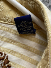 Load image into Gallery viewer, Robert Graham Shirt Adult Medium Golden Tan Stripes Embroidered Rayon Silk Mens
