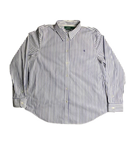 Load image into Gallery viewer, Lauren Ralph Lauren Shirt Adult Extra Large White Purple Striped Stretch LRL Men
