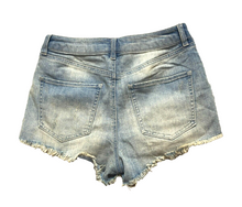 Load image into Gallery viewer, Refuge Shorts Womens 2 (28x2) Blue Denim Button Fly Rayon Spandex Distressed
