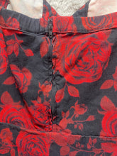 Load image into Gallery viewer, Torrid Shirt Women 6 6X Black Red AOP Flower Sweetheart Lace Up Boho Peplum Plus
