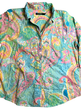 Load image into Gallery viewer, Lauren Ralph Lauren Shirt Womens Large Green Pink AOP Paisley Oversized Ladies
