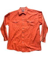 Load image into Gallery viewer, Panhandle Shirt Adult Large Coral Western Style Pearl Snaps Cuffs Contrast Mens
