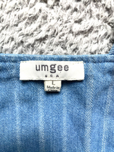 Load image into Gallery viewer, Umgee Overalls Womens Large Jumper Dress Denim Pinstriped Side Zip Pocket Ladies
