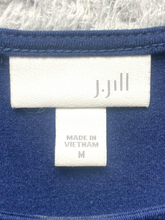 Load image into Gallery viewer, J Jill Shirt Womens Medium Navy Blue Oversized Ruffle Hem Tunic Blouse Rayon
