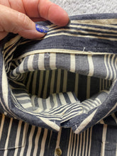 Load image into Gallery viewer, Button Up Shirt Adult Mens 2XL XXL Denim White Striped Flap Pockets Casual Mens
