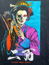 Load image into Gallery viewer, Know Bad Daze Shirt Adult Large Black Japanese Geisha Half Skeleton Grunge Mens
