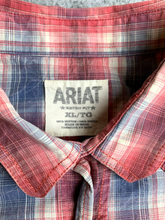 Load image into Gallery viewer, Ariat Shirt Adult Extra Large Red Blue Retro Fit Plaid WESTERN Button Up Mens
