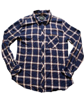 Load image into Gallery viewer, Rails Shirt Womens Medium Button Up Collared Rayon Plaid Navy Blue Blouse Ladies
