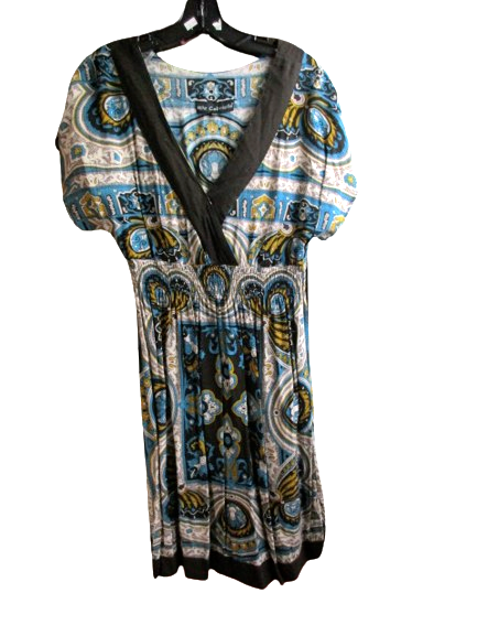 Mlle Gabrielle Dress Womens Small Wrap Neckline Floral Paisley Casual Ladies