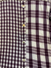 Load image into Gallery viewer, Soft Surroundings Shirt Womens Medium Burgundy Plaid Tunic Patchwork Ladies
