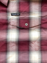 Load image into Gallery viewer, Wrangler Shirt Adult 3XL Maroon Beige Plaid Button Up Pocket Outdoor Camping Men
