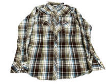 Load image into Gallery viewer, Ariat Shirt Womens Medium Brown Blue Yellow Plaid Western Snap Rodeo Cowgirl l

