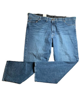 Load image into Gallery viewer, Wrangler Jeans Adult 50x30 Blue Whiskered Stretch Baggy Denim ZM3CSSM Mens NWT
