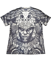 Load image into Gallery viewer, Aztec Mexican Shirt Adult Medium Steel Gray Ivory AOP Warrior Empire Tattoo Mens
