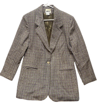 Load image into Gallery viewer, Vintage Leslie Fay Jacket Women 12 Petite (42) Wool Houndstooth Earth Tone Plaid
