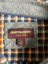 Load image into Gallery viewer, Johnston &amp; Murphy Shirt Adult Small Navy Orange Flannel Button Up Casual Mens
