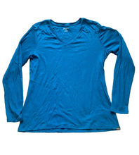 Load image into Gallery viewer, Eddie Bauer Shirt Womens Extra Large Teal Blue V-Neck Oversized Spandex Ladies
