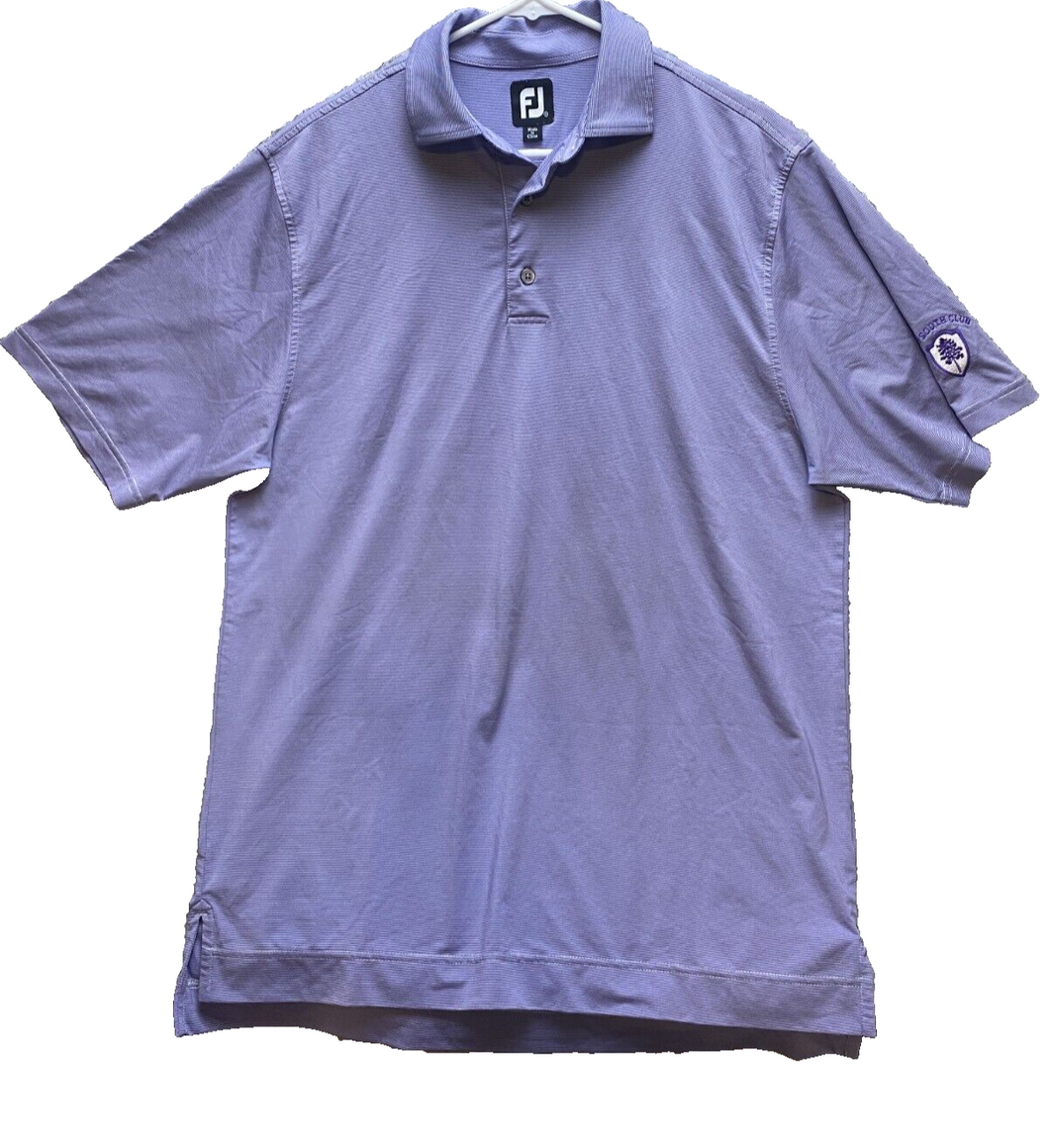 FootJoy Polo Shirt Adult Purple White Striped Golf Performance Preppy Mens