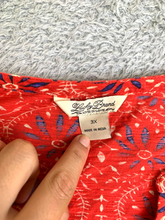 Load image into Gallery viewer, Lucky Brand Shirt Womens 3X Red Geometric Boxy Live In Love Blouse Plus Ladies
