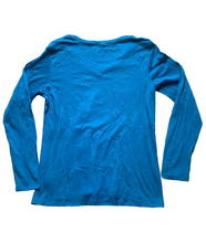 Load image into Gallery viewer, Eddie Bauer Shirt Womens Extra Large Teal Blue V-Neck Oversized Spandex Ladies
