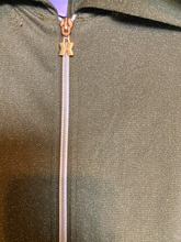 Load image into Gallery viewer, Savage X Fenty Jump Suit Womens Small Olive Green Silver Sparkles Hooded Nylon
