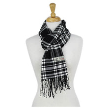 Load image into Gallery viewer, Plaid Cashmere Feel Scarf 12-pack Black/wht
