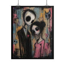 Load image into Gallery viewer, Gothic Skeleton Couple Art Poster – Spooky Cute Romantic Wall Art
