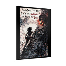 Load image into Gallery viewer, Rolled Poster - "Face the Darkness to Reach the Light" Motivational Fantasy Art Print
