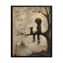 Load image into Gallery viewer, Rolled Poster — 'Keep Holding On to the Little Things' Vintage Boy &amp; Cat Wall Art
