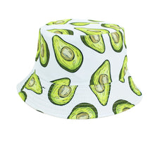 Load image into Gallery viewer, Reversible Avocado Printed Bucket Hat White
