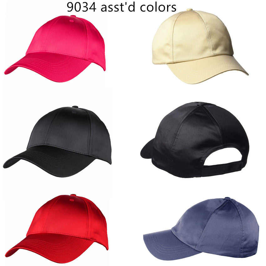 Plain Polyester 6 Panel Satin Summer Caps