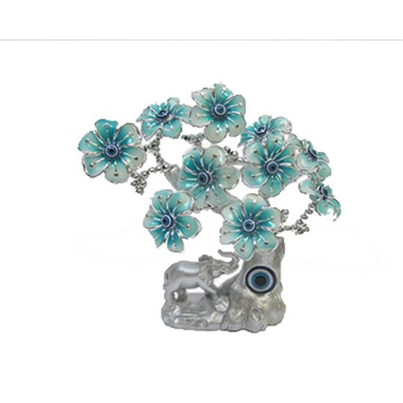 LIGHT BLUE FLOWER W/BLUE EYES & ELEPHANT