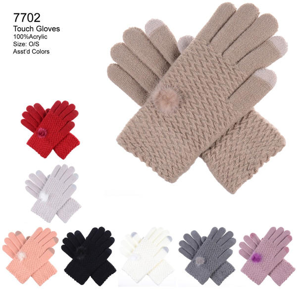 12-pack Wholesale Knited Women's Winter Texting Gloves Touch Screen #7702