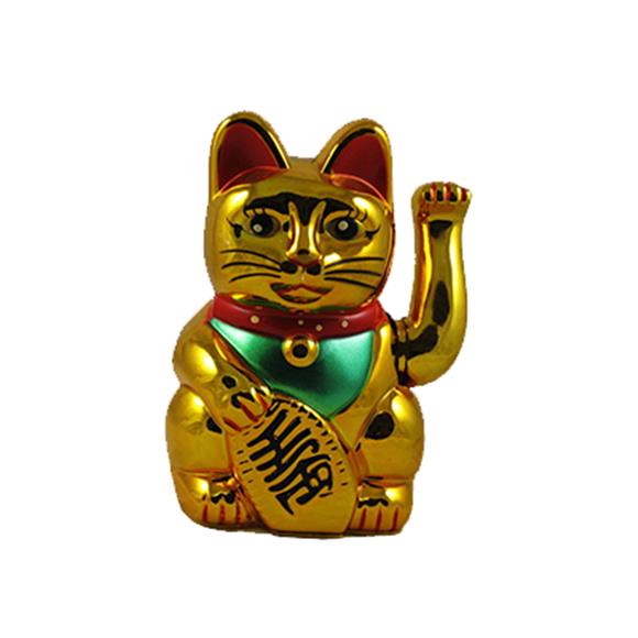 6″ GOLD PLASTIC WAVING LUCKY CAT