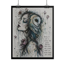 Load image into Gallery viewer, Owl Muse Art Poster — "Being in Love" Romantic Boho Wall Art

