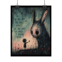Load image into Gallery viewer, Rolled Poster — Moody Goth Bunny Art Print with Quote: “We Are Not Our Worst Moments”
