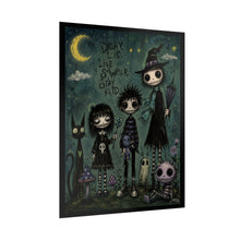 Load image into Gallery viewer, Gothic Cute Friends Rolled Poster — “Dream Loud, Live Stranger, Stay Kid” Nightscape Art
