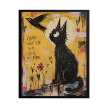 Load image into Gallery viewer, "Chase What Sets Your Soul On Fire" Black Cat Wall Art | Inspirational Painting Print
