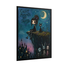 Load image into Gallery viewer, Gothic Girl &amp; Cat Poster – "Collect Moments Not Things" Rolled Art Print
