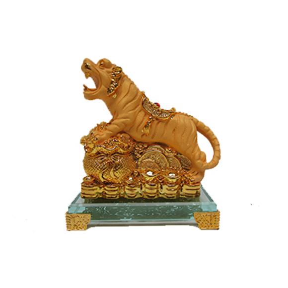 GOLD TIGER ON CRYSTAL BASE