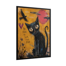 Load image into Gallery viewer, "Be Kind To Your Own Mind" Black Cat Wall Art | Mental Health Inspirational Print
