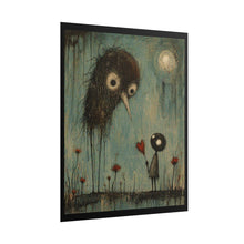 Load image into Gallery viewer, Rolled Poster — Whimsical Night Bird &amp; Heart Artwork Print
