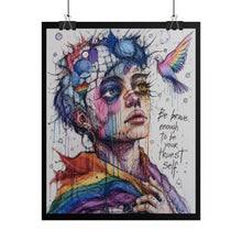 Load image into Gallery viewer, "Be Your Truest Self" Pride Wall Art | Fine Art Sketch Rainbow Poster

