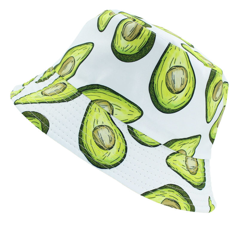 Reversible Avocado Printed Bucket Hat White